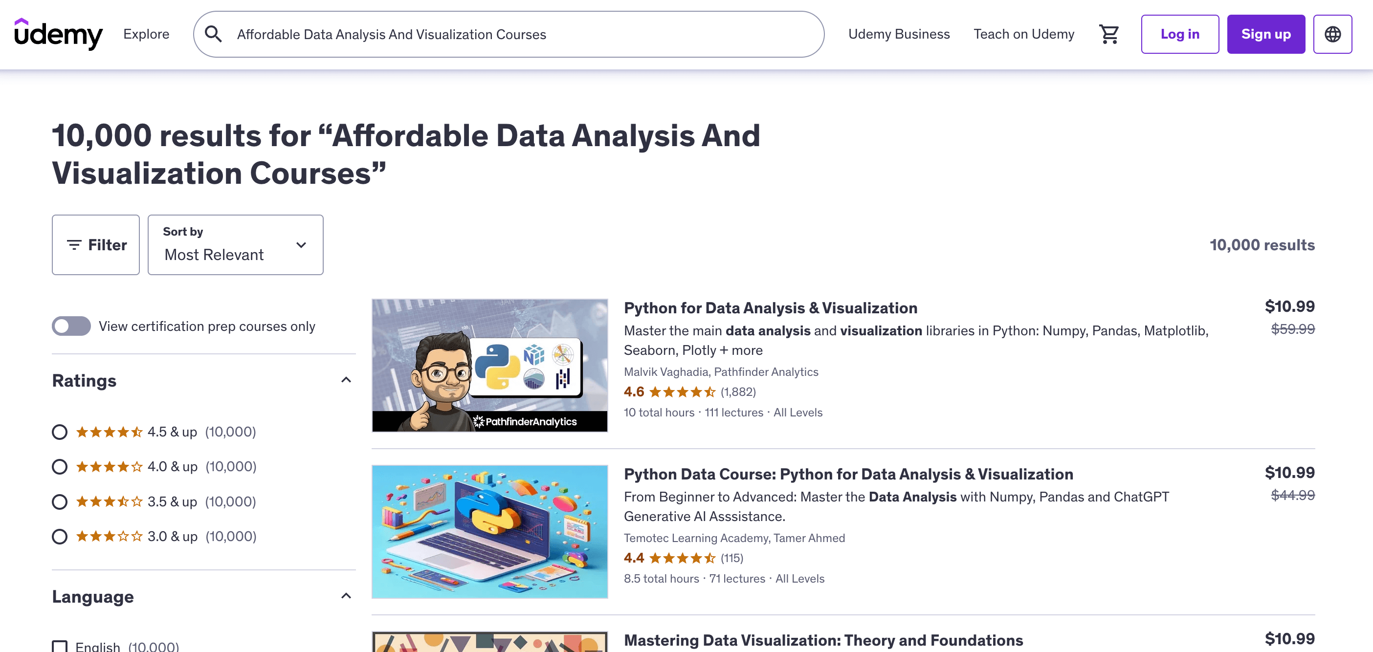 Udemy Affordable Data Analysis And Visualization Courses